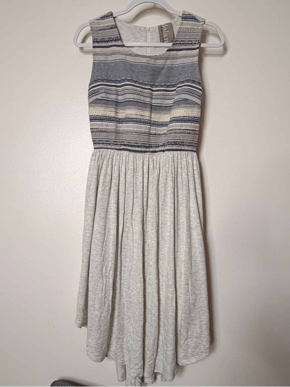 dolan Striped Knit Sleeveless Dress in Navy and Heather Gray